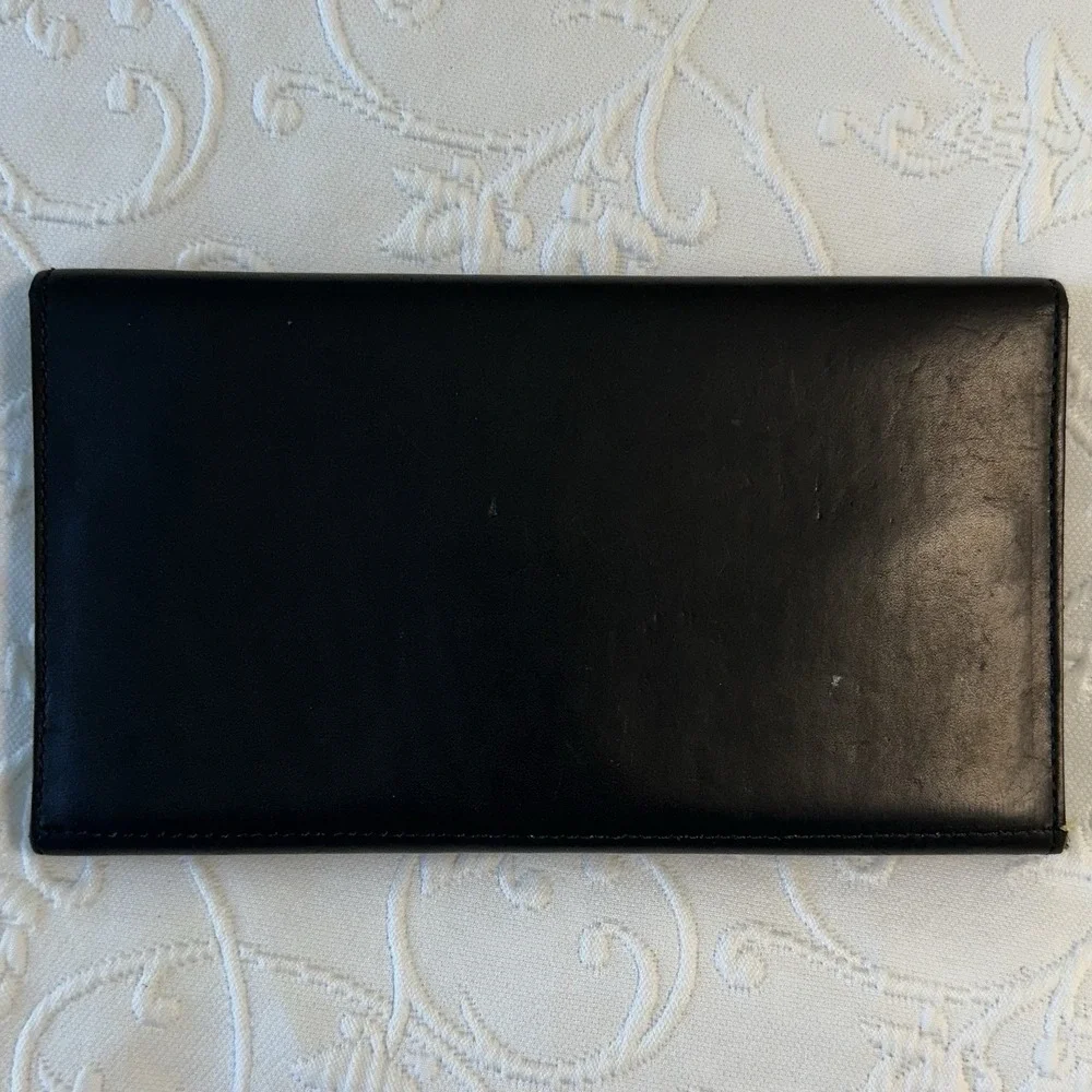 Vintage 90s Canada Eddie Bauer Black Genuine Leather Document Passport Holder